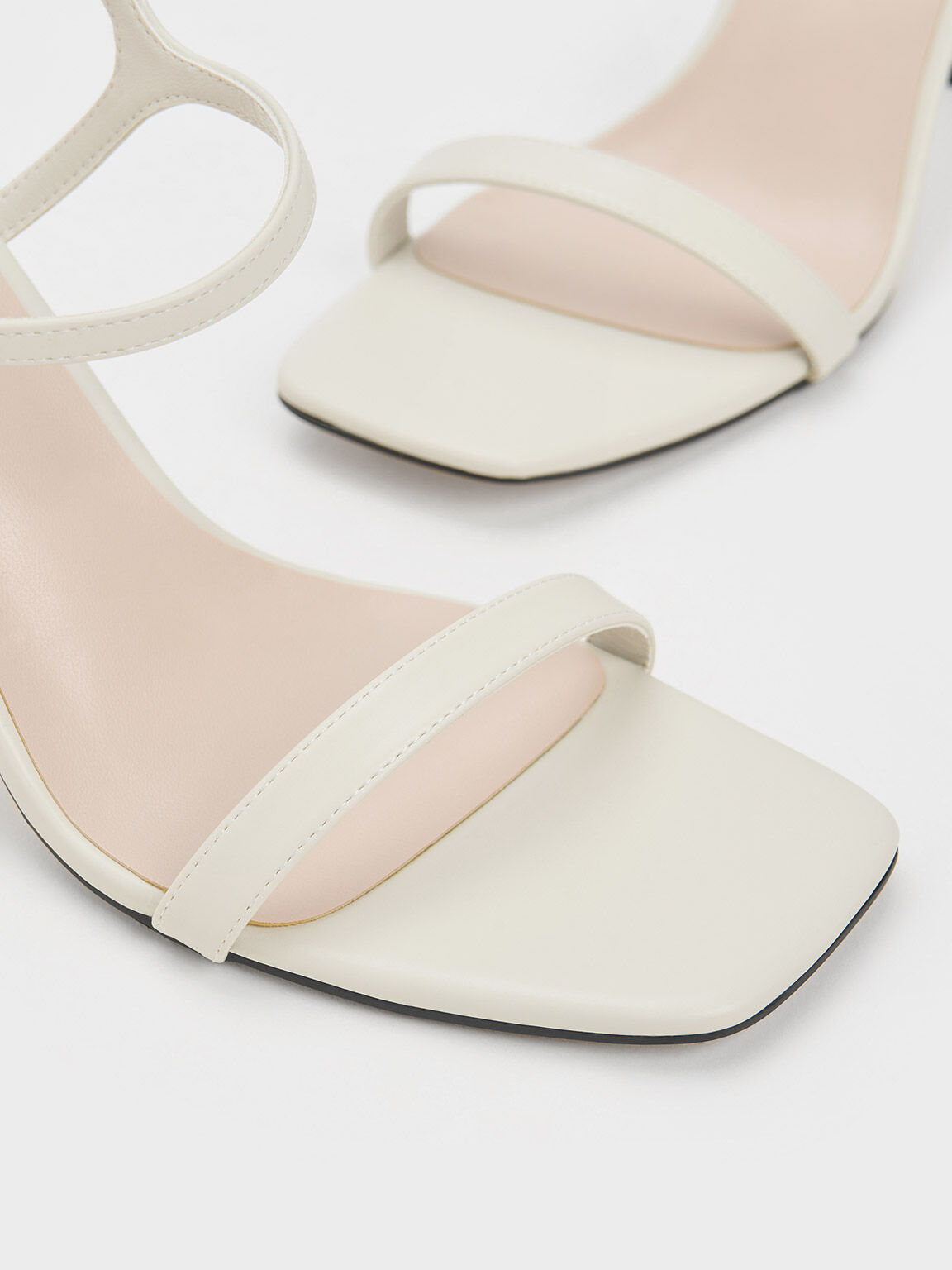 Square Toe Trapeze Heel Sandals Chalk