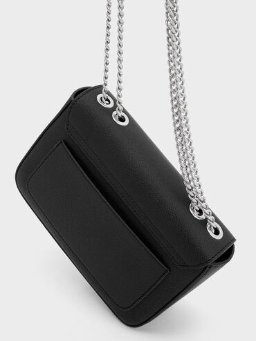 Chain Strap Shoulder Bag, Noir, hi-res