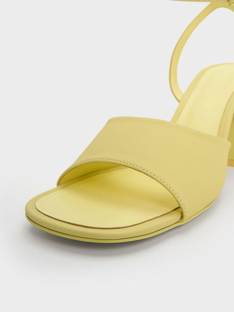 Chunky Block Heel Sandals, Yellow, hi-res