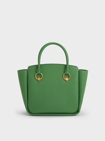 Ring-Embellished Large Tote Bag, Green, hi-res