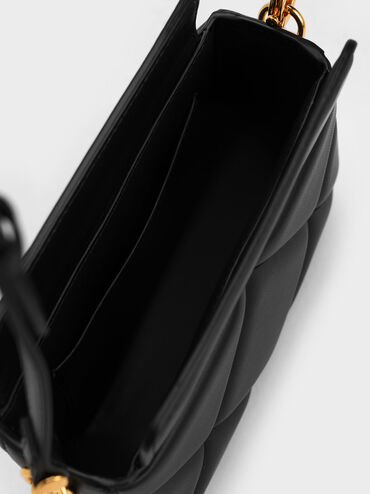 Mini Danika Chunky Chain Padded Bag, Black, hi-res