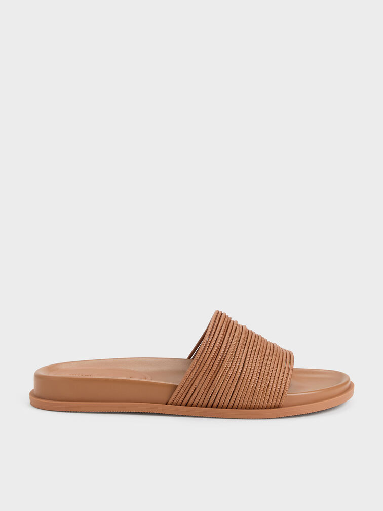 Fianna Strappy Slide Sandals, Tan, hi-res
