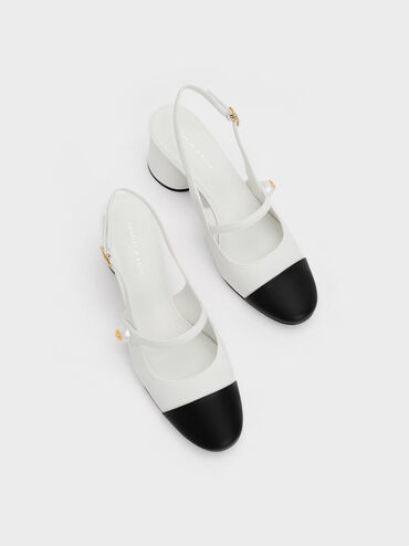 Aeryn Pearl Embellished Slingback Pumps, White, hi-res