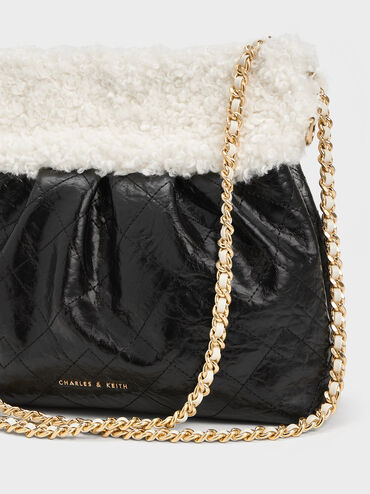 Duo Furry Chain Handle Shoulder Bag, Multi, hi-res