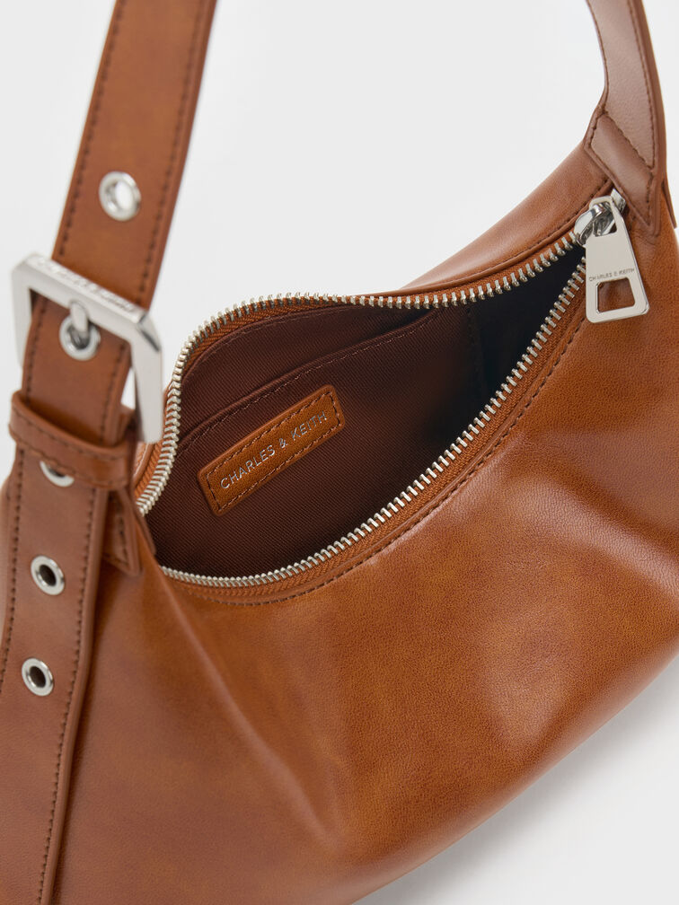 Atwood Chain-Embellished Shoulder Bag, Distressed Tan, hi-res