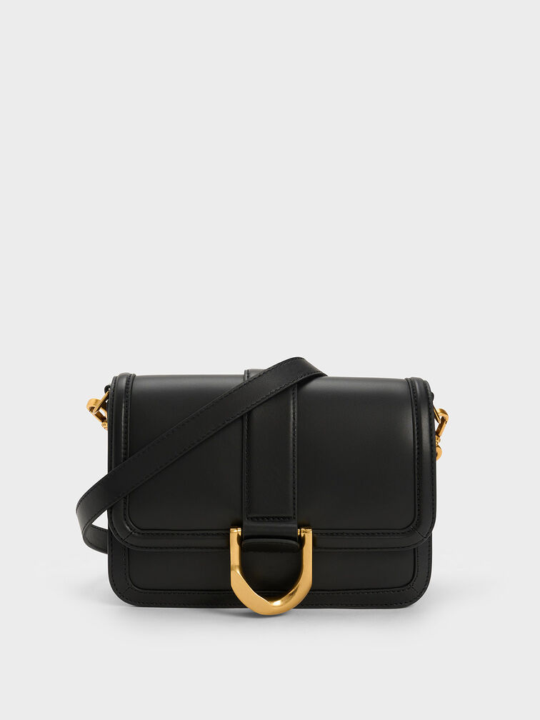 Gabine Leather Crossbody Bag, Black, hi-res
