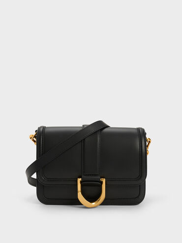 Gabine Leather Crossbody Bag, Black, hi-res