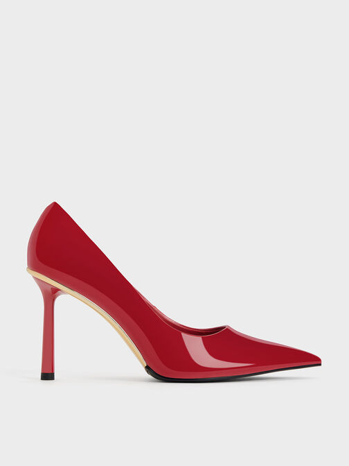 Patent Pointed-Toe Stiletto Heels, Red, hi-res