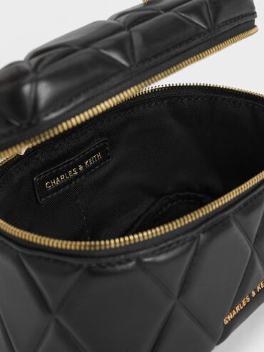 Arwen Quilted Top Handle Vanity Bag, Black, hi-res