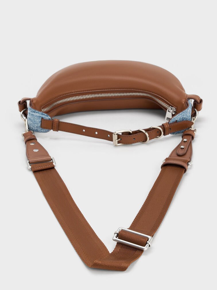 Saskia Crescent Hobo Bag, Tan, hi-res