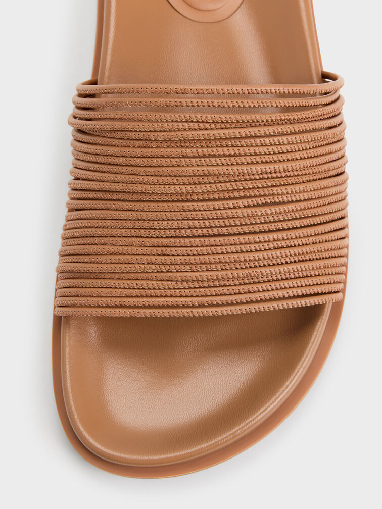 Fianna Strappy Slide Sandals, Tan, hi-res