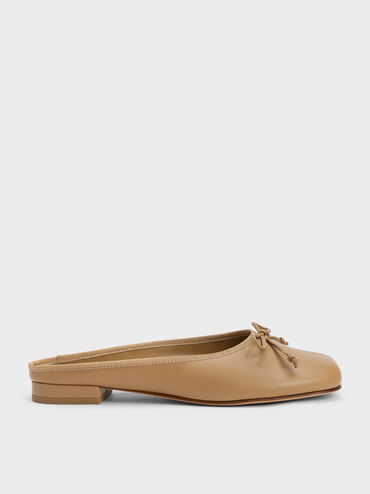 Bow Slip-On Flats, Camel, hi-res