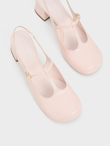 T-Bar Slingback Mary Jane Pumps, Light Pink, hi-res