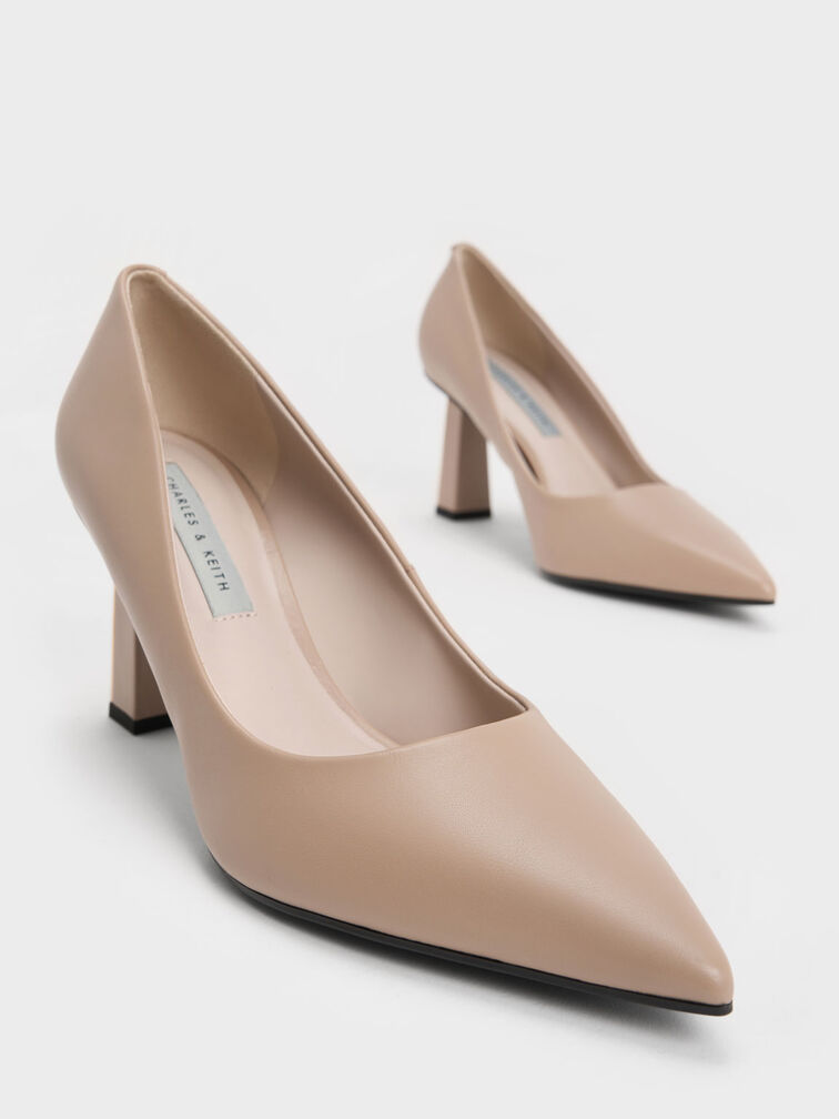 Trapeze Heel Pumps, Beige, hi-res