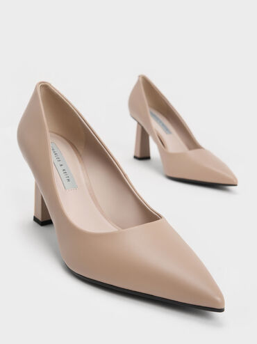 Trapeze Heel Pumps, Beige, hi-res