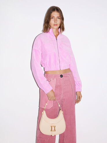Xanthe Hobo Bag, Beige, hi-res