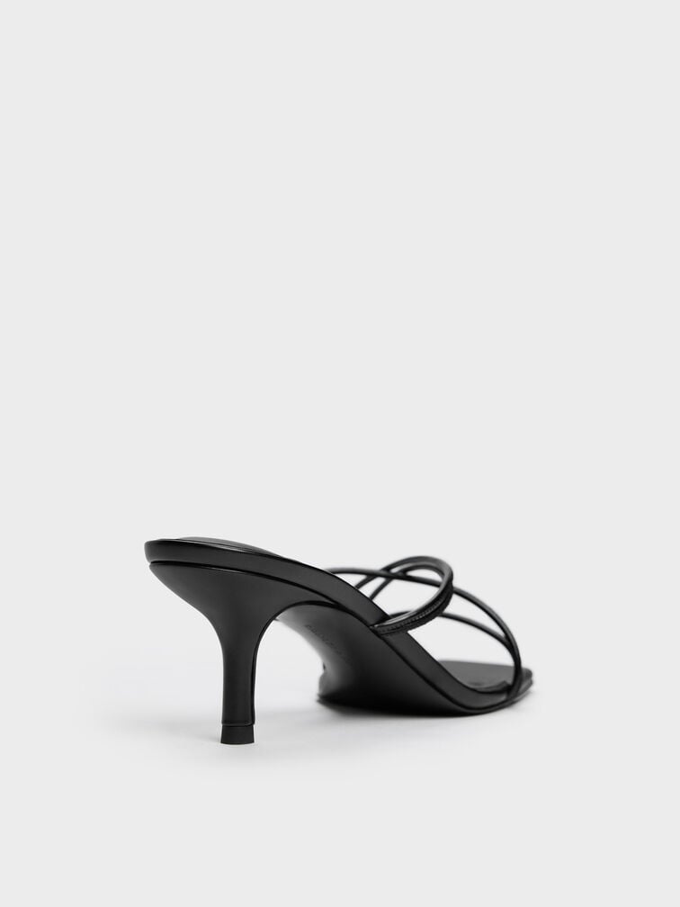 Strappy Heeled Sandals, Black, hi-res
