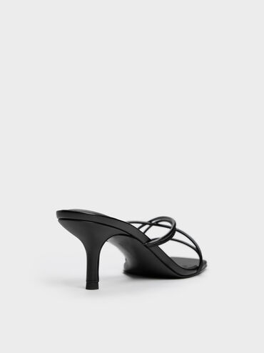 Strappy Heeled Sandals, Black, hi-res