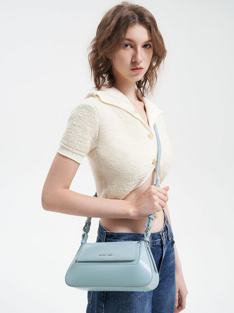 Olivia Trapeze Shoulder Bag, Slate Blue, hi-res