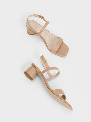 Cylindrical Heel Back Strap Sandals, Nude, hi-res