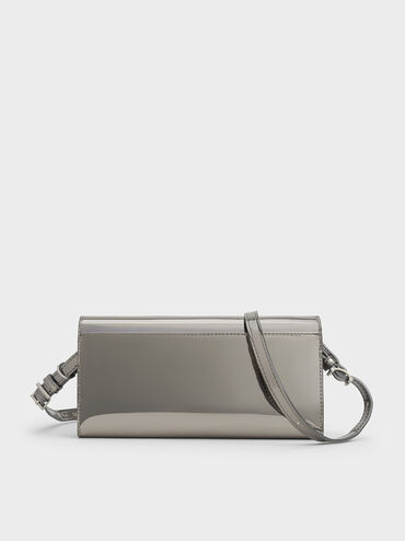 Sloane Metallic Long Wallet, Pewter, hi-res
