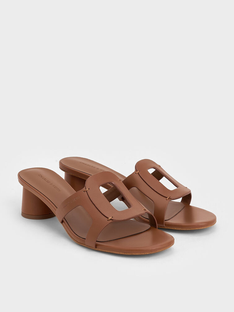 Easley Cut-Out Heeled Sandals, Caramel, hi-res