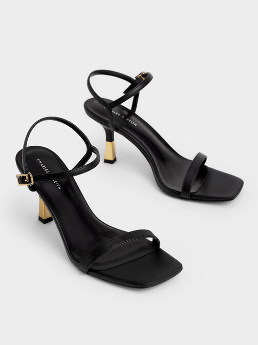 Ankle-Strap Heeled Sandals, Black, hi-res