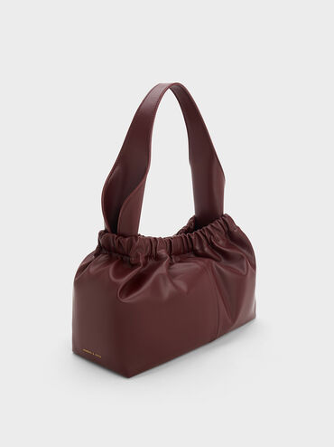 Large Ally Ruched Slouchy Bag, Burgundy, hi-res