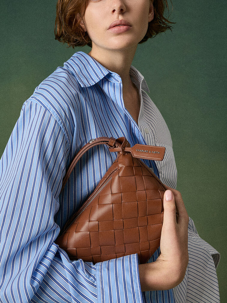 Ivette Woven Shoulder Bag, Chocolate, hi-res
