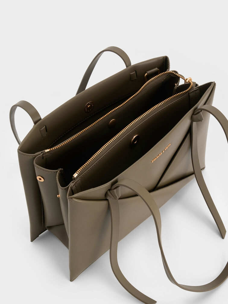 Midori Geometric Tote Bag, Deep Olive, hi-res
