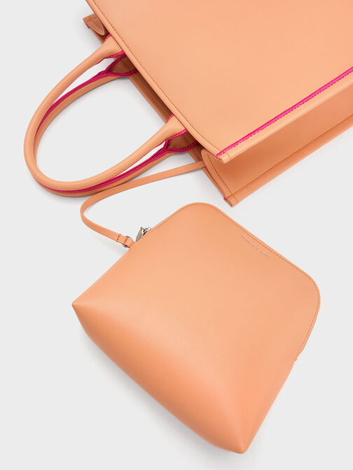 Jump Contrast-Trim Tote Bag, Orange, hi-res