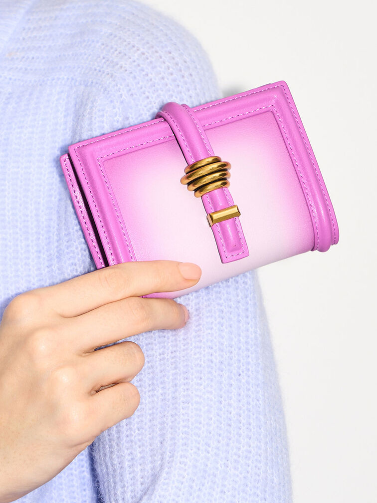 Trudy Metallic Accent Ombre Wallet, Purple, hi-res