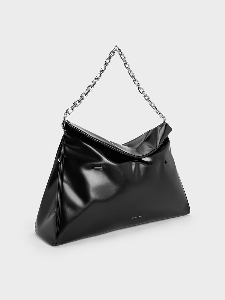 Andromeda Chunky-Chain Trapeze XL Tote Bag, Noir, hi-res