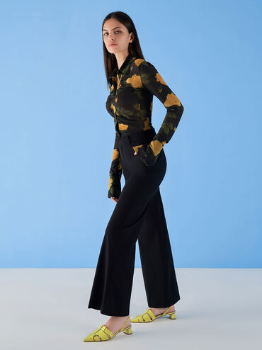 Woven Slingback Pumps, Lime, hi-res