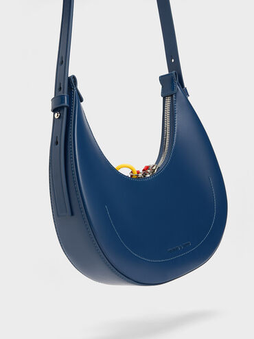 Carey Crescent Hobo Bag, Navy, hi-res