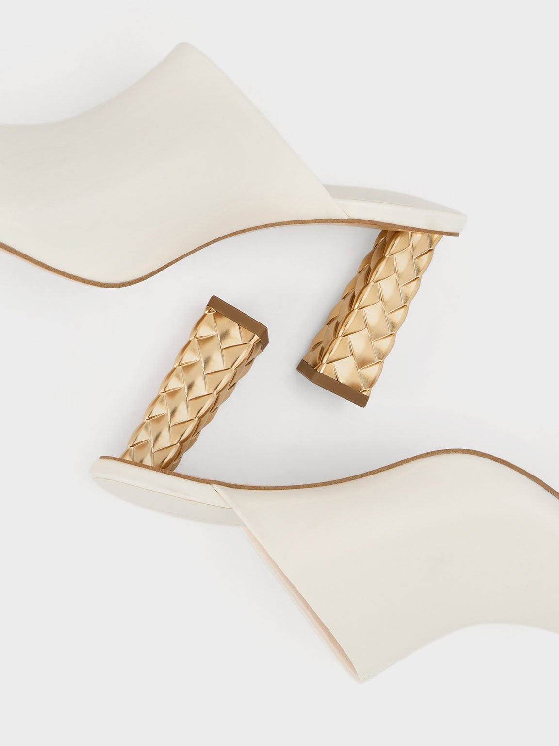 Open Toe Quilted Heel Mules White