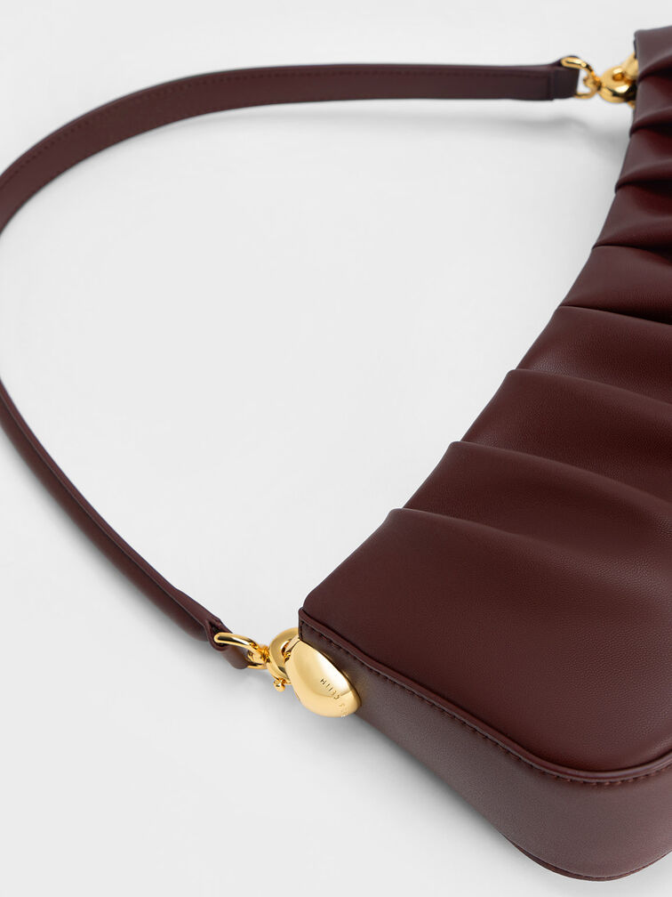 Aldora Ruched Shoulder Bag, Dark Chocolate, hi-res