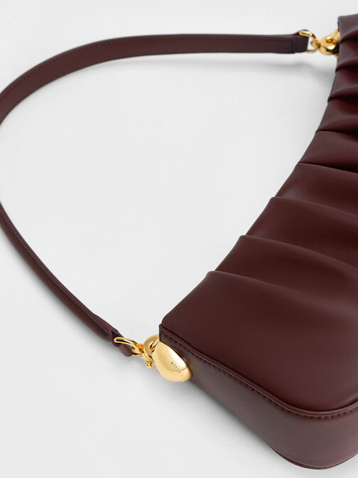 Aldora Ruched Shoulder Bag, Dark Chocolate, hi-res