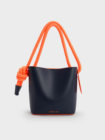 Gwiana Knotted Bucket Bag, Navy, hi-res