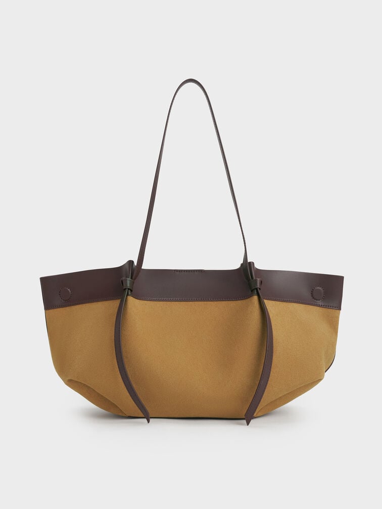 Calla Faux Suede Tote Bag, Sahara Sand, hi-res
