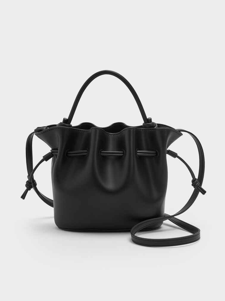 Sammie Drawstring Bucket Bag, Black, hi-res