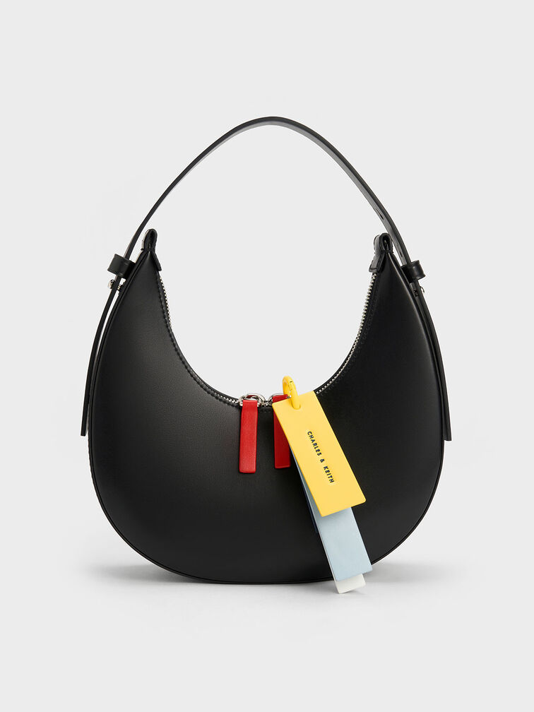 Carey Crescent Hobo Bag, Black, hi-res
