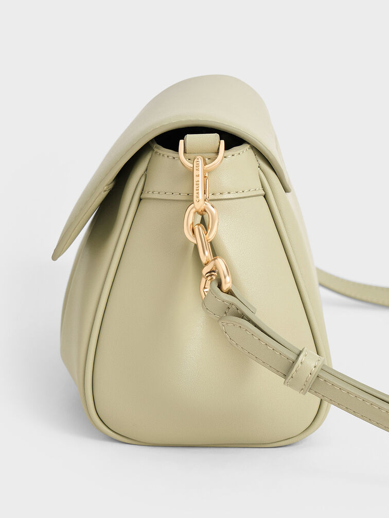 Calla Front Flap Chain-Handle Bag, Sage Green, hi-res