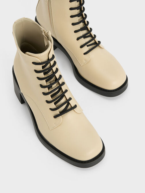 Hester Block Heel Ankle Boots, Chalk, hi-res
