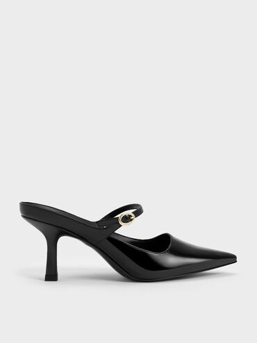 Roxane Patent Mary Jane Heeled Mules, Black Patent, hi-res