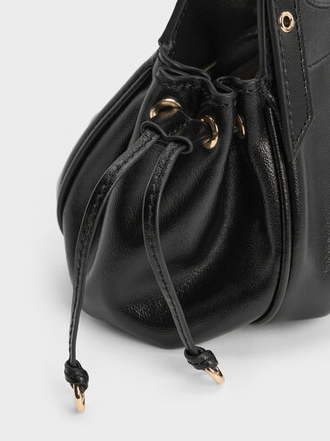 Mini Lillith Drawstring Bucket Bag, Black, hi-res