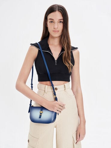 Trudy Ombre Belted Geometric Bag, Navy, hi-res