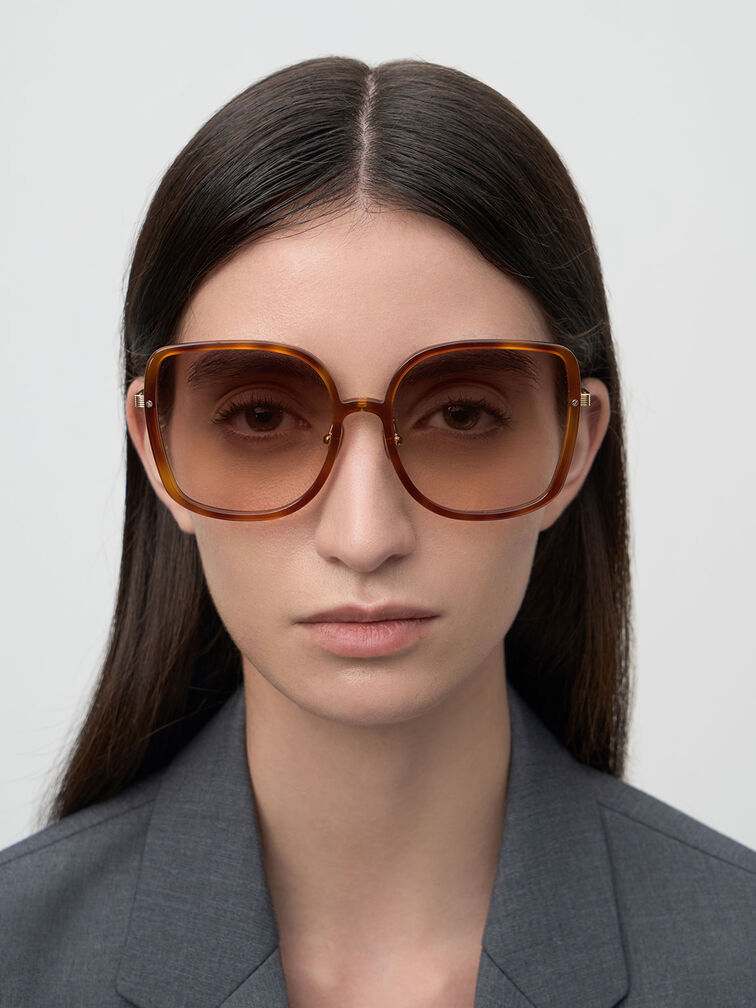 Recycled Acetate Oversized Square Sunglasses, T. Shell, hi-res