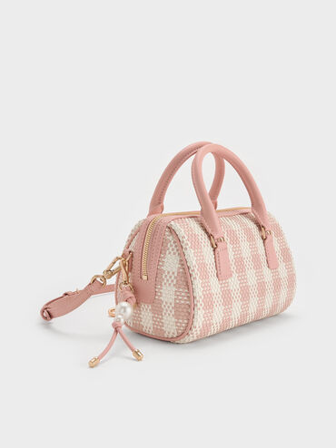 Everleigh Checkered Bowling Bag, Light Pink, hi-res