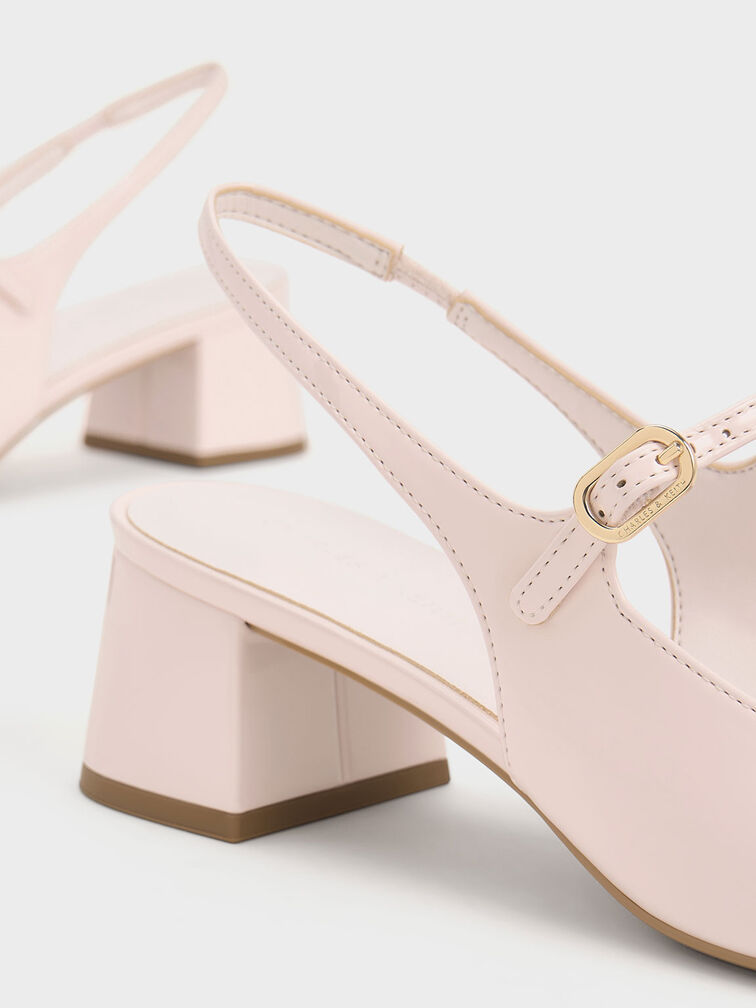 T-Bar Slingback Mary Jane Pumps, Light Pink, hi-res